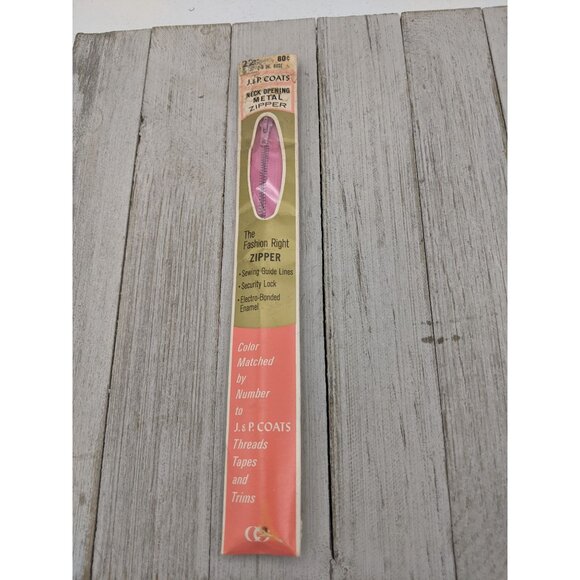 Vintage J&P Coats Neck Opening Metal Zipper 22" Dk Rose 32-B - Picture 1 of 4